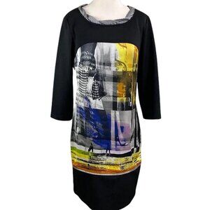 James Lakeland Black Sheath Dress Women’s Size 46 – Long Sleeve Boat Neck